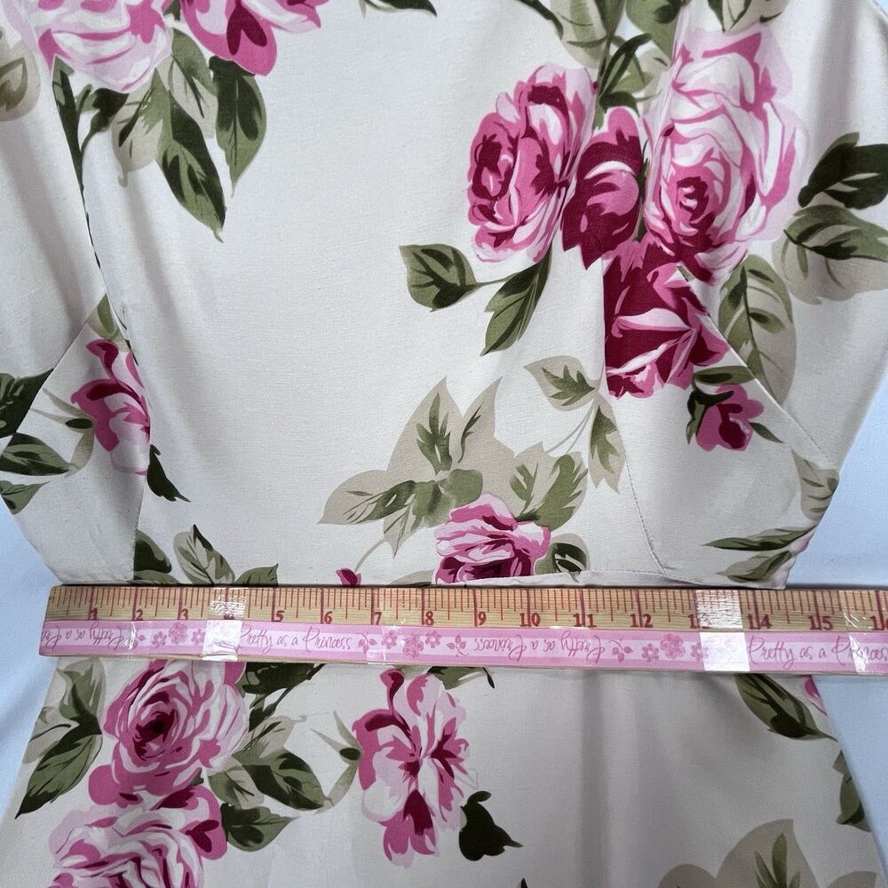 Donna Ricco 100% Silk Floral Dress Size 8 Pink Roses Fit Flare - Picture 14 of 16
